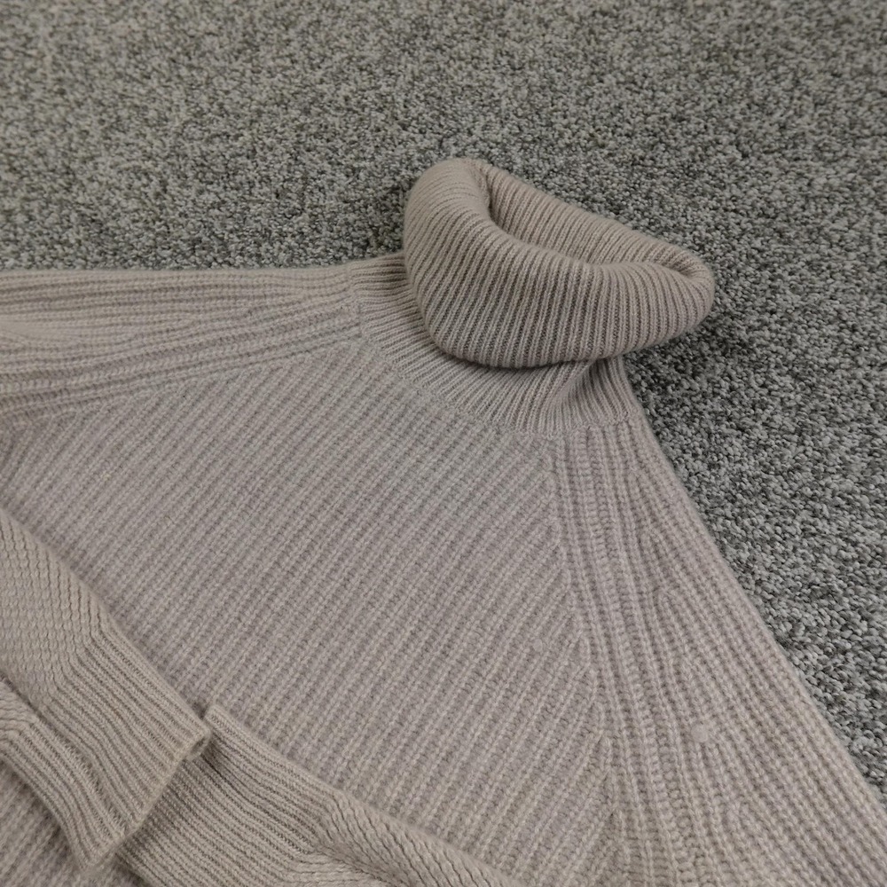 360 Cashmere‎ Sweater Womens XS Beige Pullover Turtleneck Ribbed Knit Cozy Soft